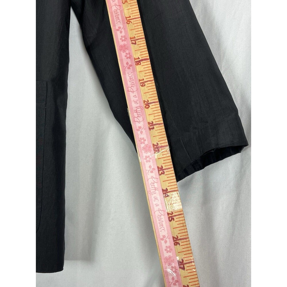 Black 100% Silk Blazer Women M Lightweight Classic Minimal Jacket - Picture 9 of 12